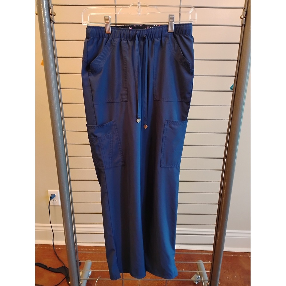 HeartSoul Break On Through Navy Blue Scrub Pants XS HS025 Cargo Drawstring
